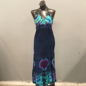 Tie Dye Halter Cotton Dress Sz Small